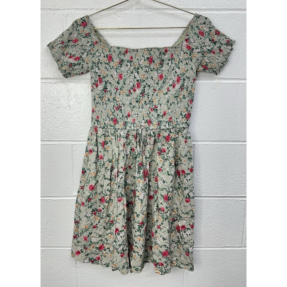 NWT Xhilaration Color Sage Green Off-Shoulder Floral Dress / Size Medium